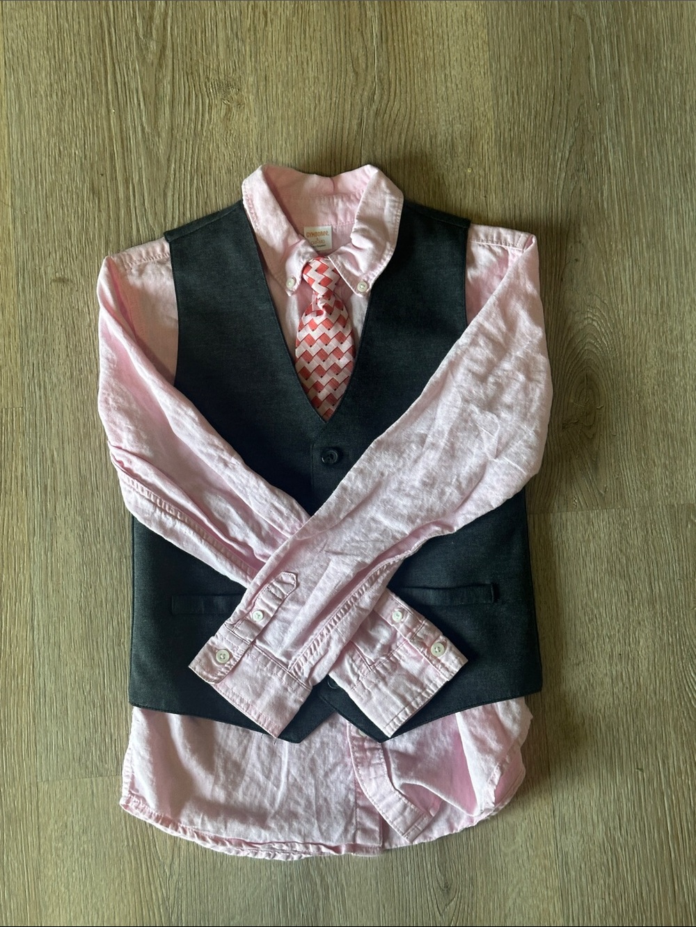 Gymboree Black Vest with Pink Shirt and Pink Patterned Tie